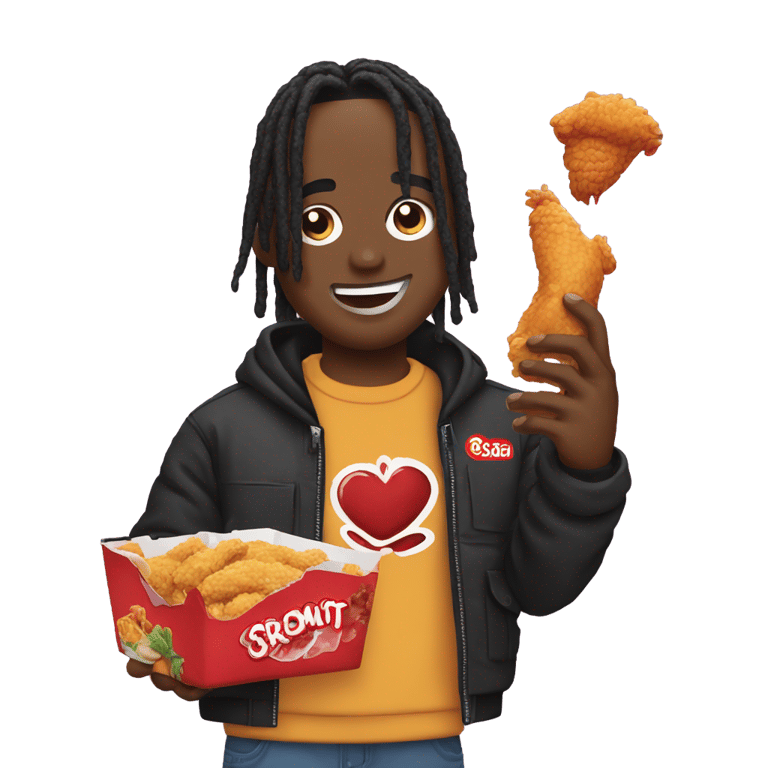 genmoji: travis scott holding fried chicken and kool aid