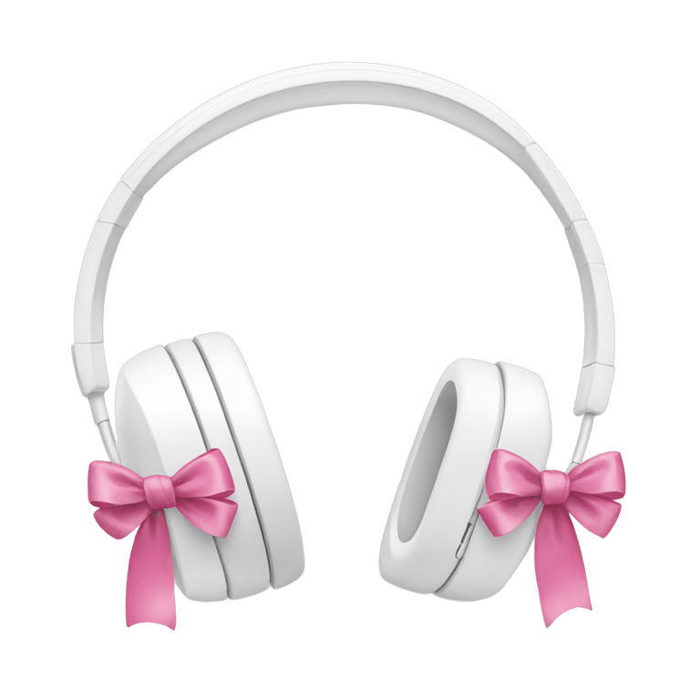 genmoji: white headphones with no heas with pink bows on the side