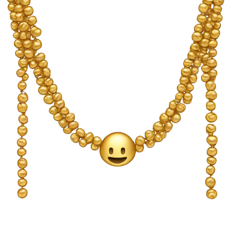 genmoji：A full necklace made entirely of one roq of gold beads, fully visible with its entire chain."