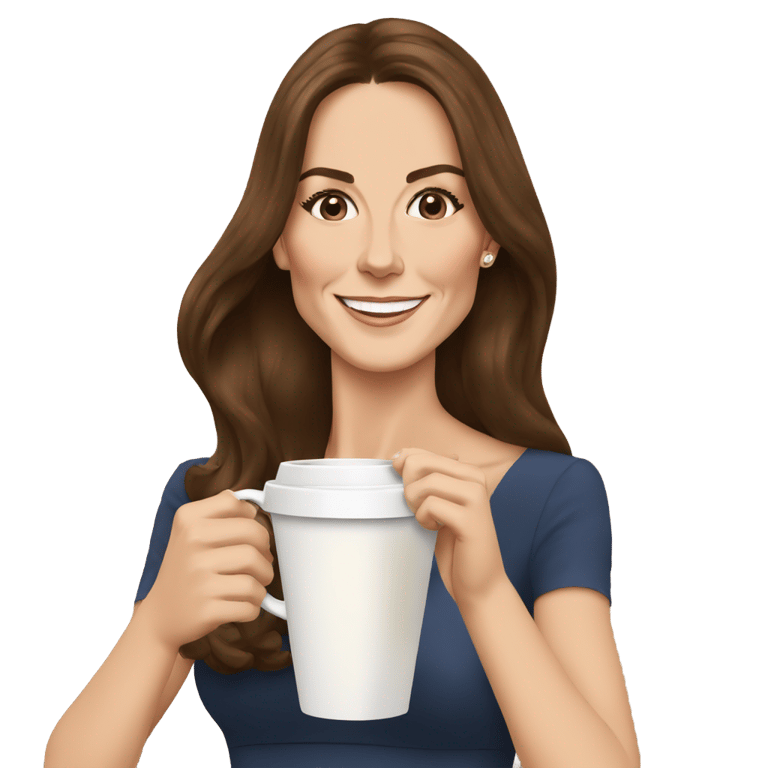 genmoji: Kate Middleton drinking coffee