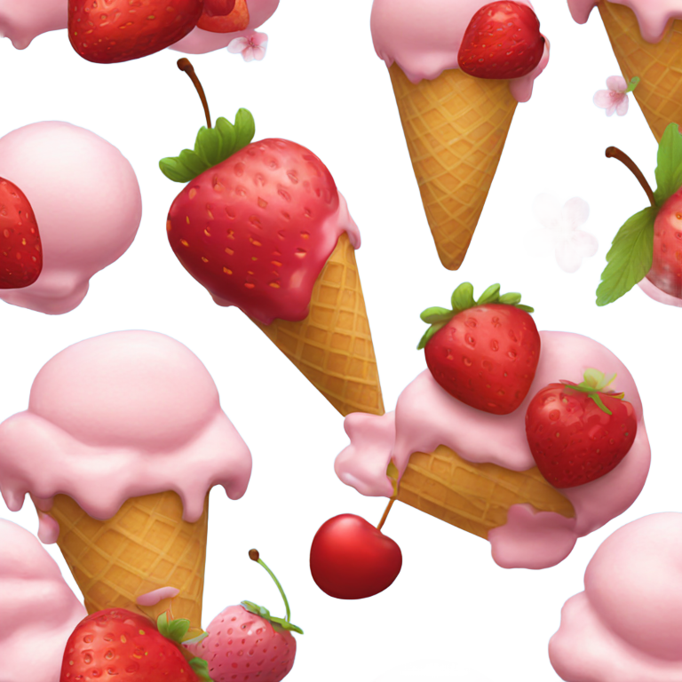 絵文字：アイスクリーム、桜、ストロベリー