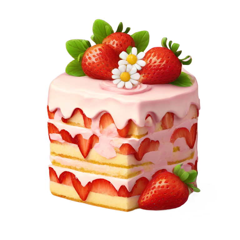 絵文字：いちごの花付きケーキ