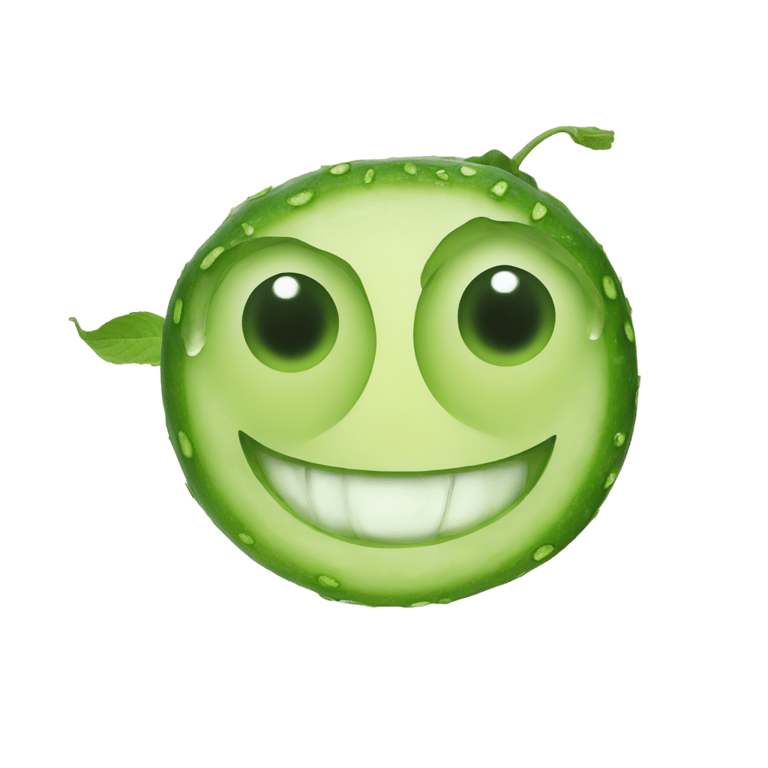 genmoji: smiley face with cucumber eyes