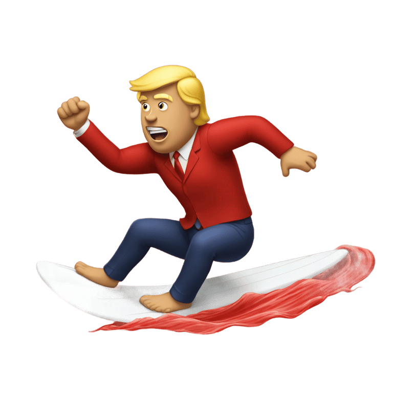 絵文字：1 trump surfing on a red wave with 2 arms