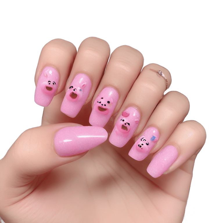 genmoji: Peppa pig acrylic nails