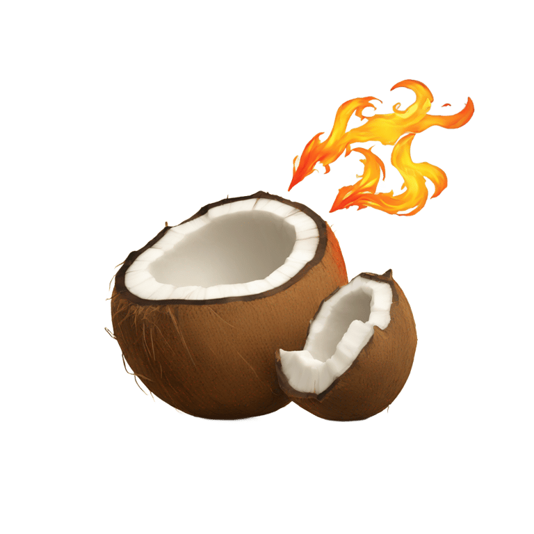 genmoji: A coconut with fire breath