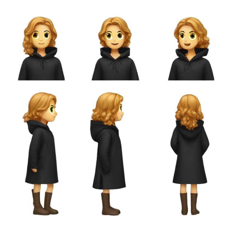 genmoji：黑色和焦糖色聊天袍