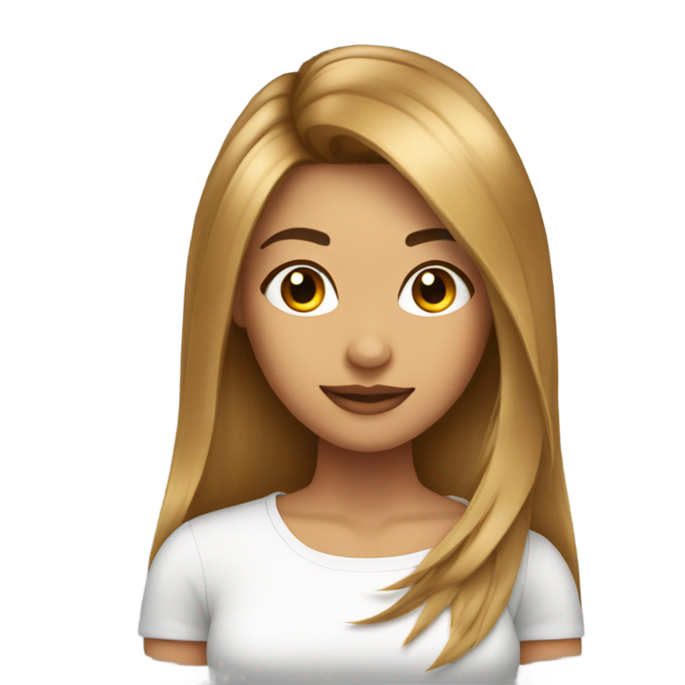 genmoji: Beautiful latina girl with long hair cut it off with scissors