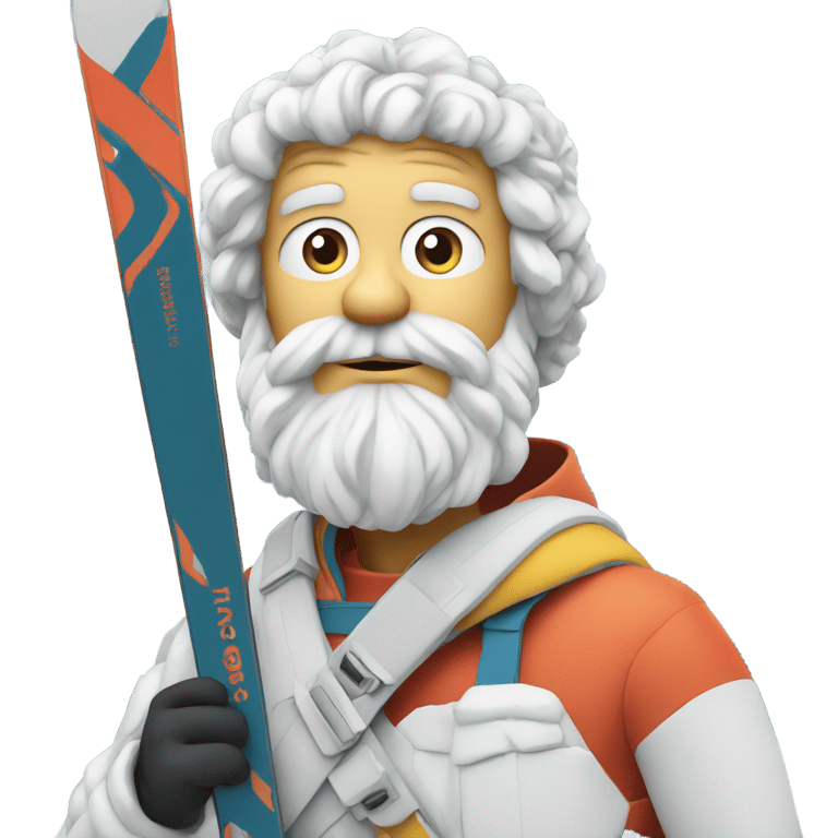 genmoji : Socrate sur des skis de montagne