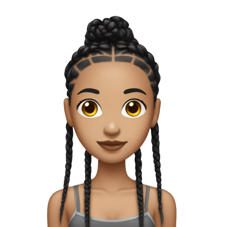 genmoji: lightskin girl with black box braids