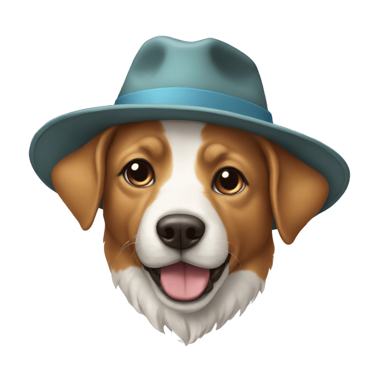 genmoji: Dog with a hat that says “KOH” on it