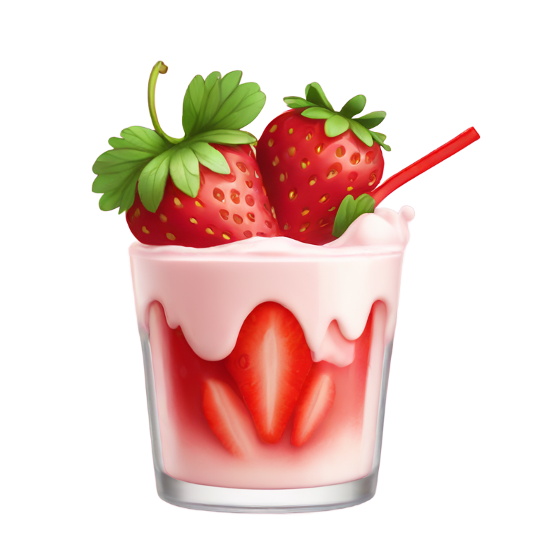 genmoji : Boisson à la fraise avec de la crème et des fraises