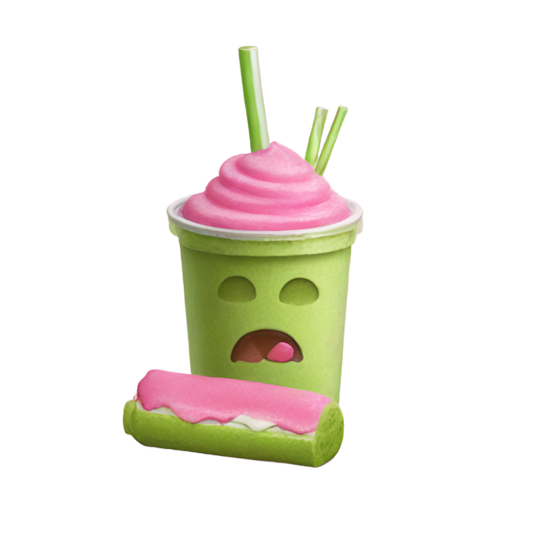 絵文字：ピンクのクロワッサンと抹茶