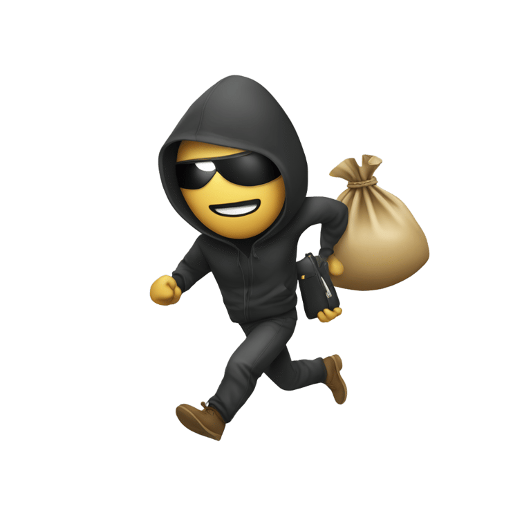 genmoji: A robber running with a money bag