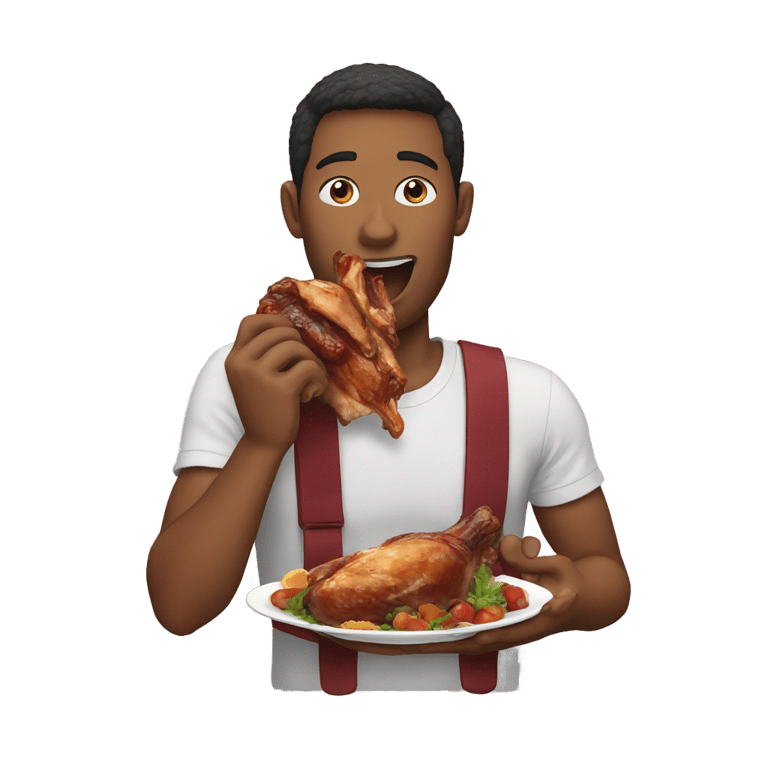 genmoji: Man eating turkey leg