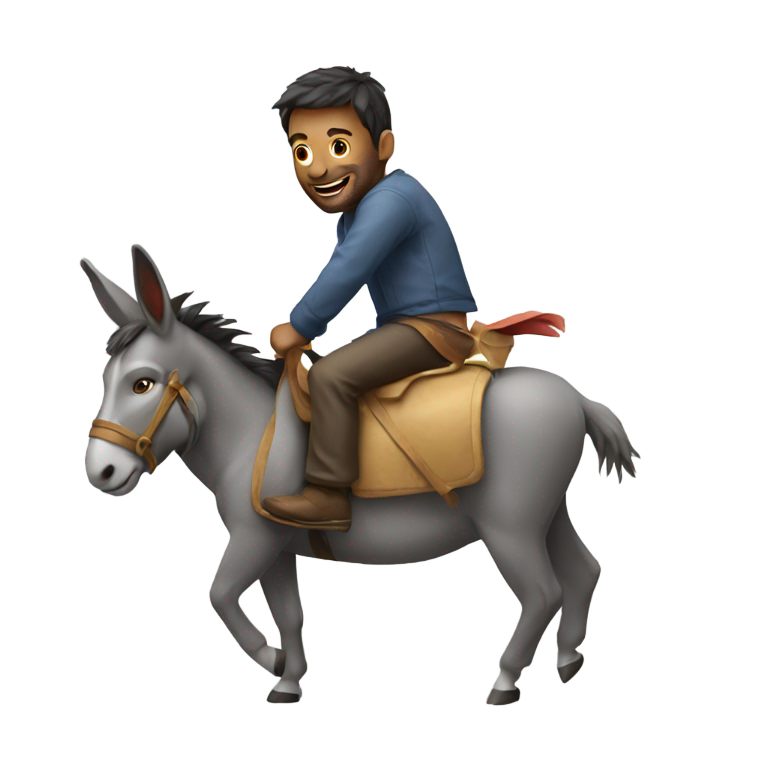 genmoji: A donkey riding on the back of a man