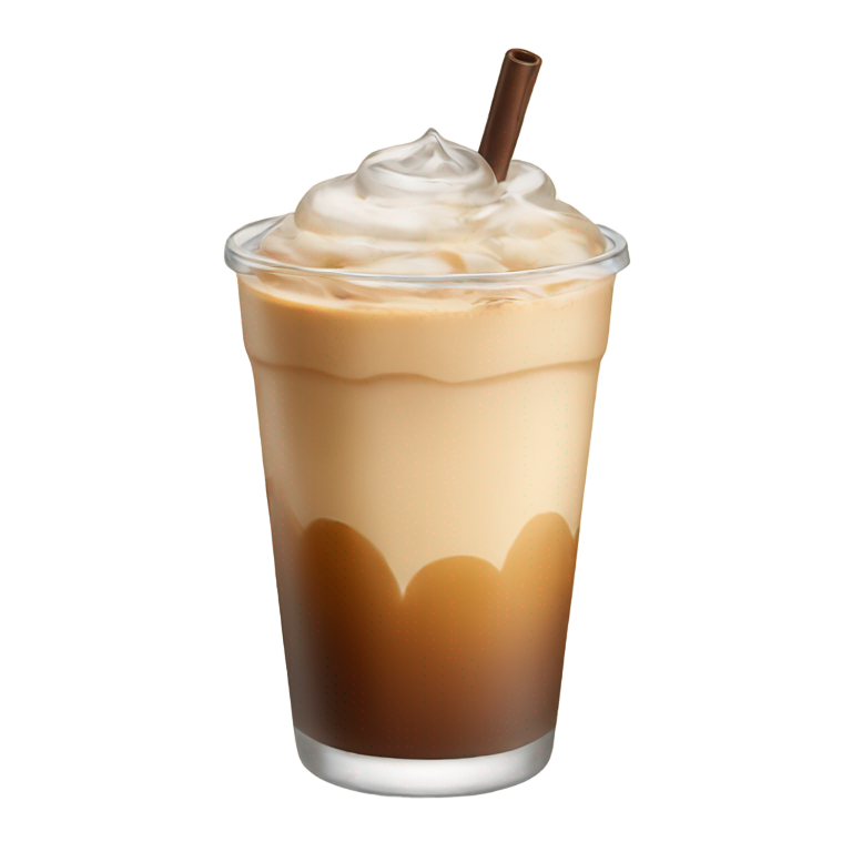 genmoji: iced latte in short glass without cream