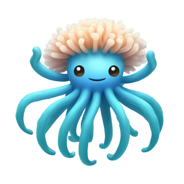 genmoji : Anémone de mer bleu clair avec des bras