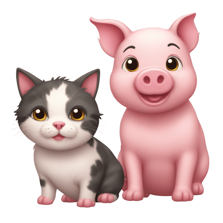 genmoji: piglet and kitty