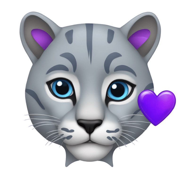 genmoji: A blue cougar holding a purple heart