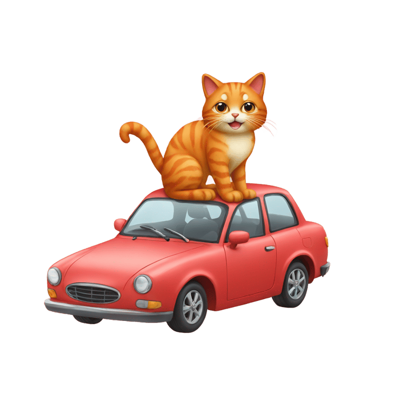 genmoji: Red cat with car