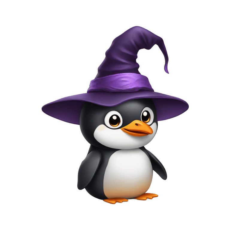 genmoji: Baby Penguin with a witch hat