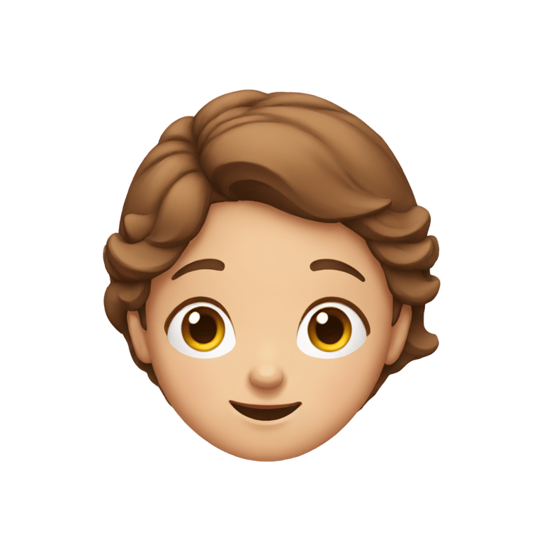 genmoji: a girl emoji who has brown hair and is tired and happy