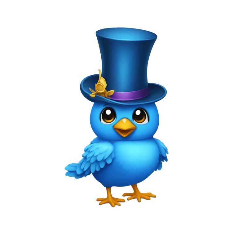 genmoji : A blue chick with magician hat