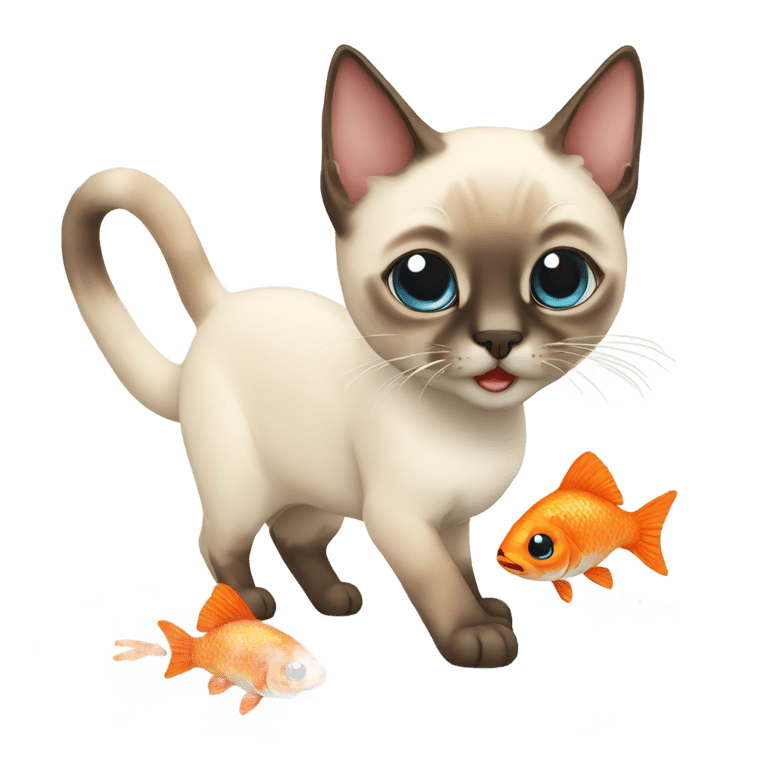 genmoji: Siamese cat with fish