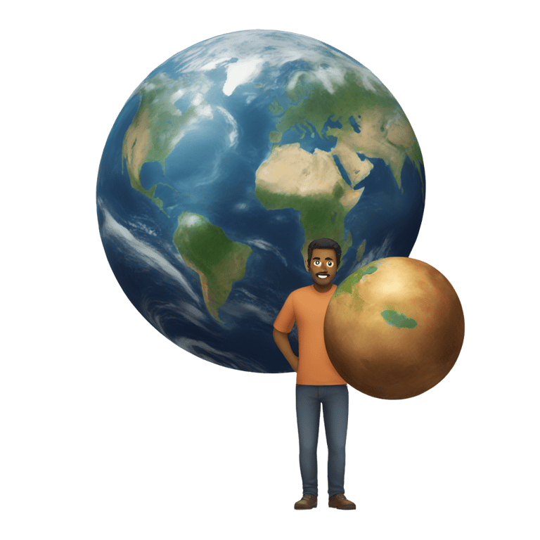 genmoji : Man Giant and Size of Earth