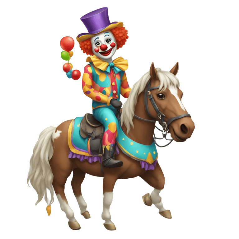 genmoji: a clown on a horse