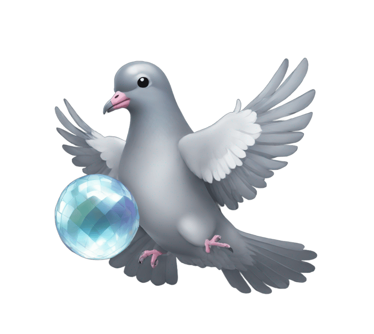 genmoji: pigeon disco ball