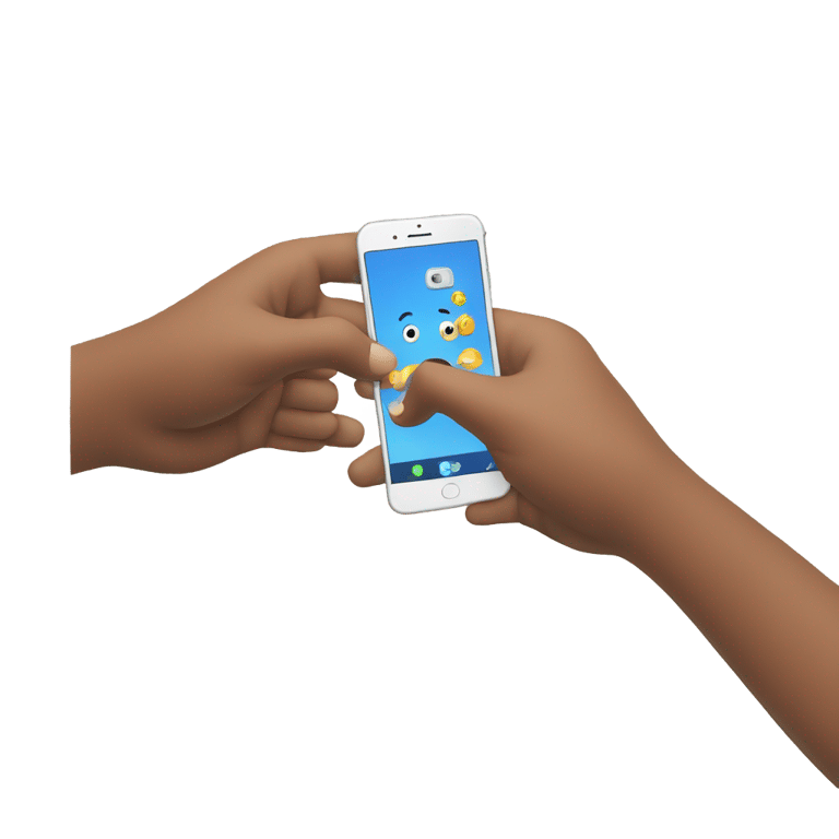 genmoji: One hand keeping a phone in face of the camera