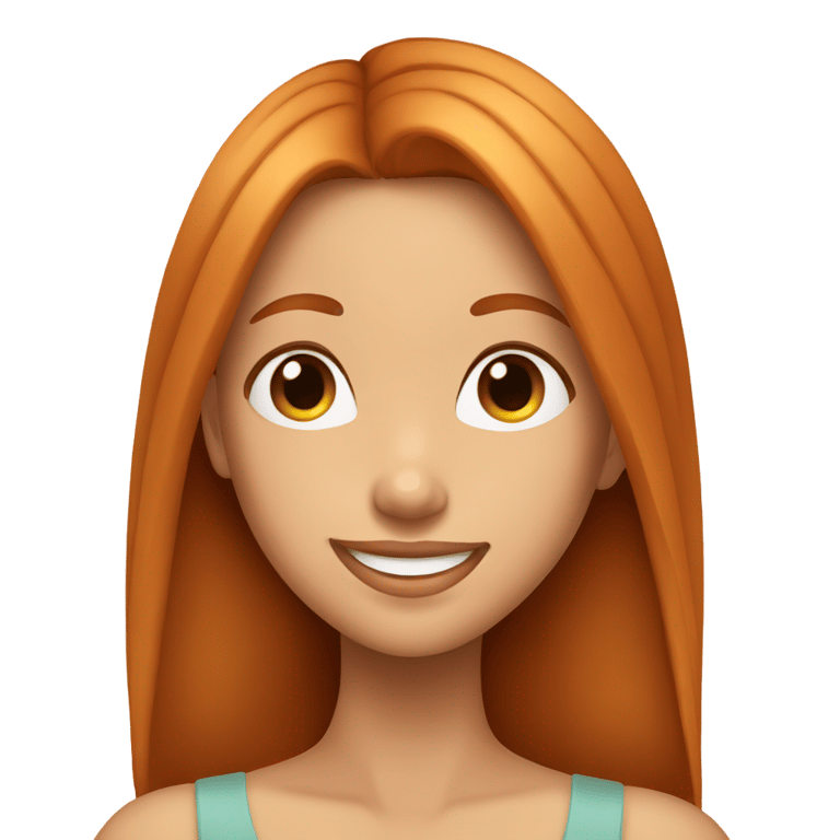 genmoji: smiling beautiful and perfect girl with a ginger and straight hair