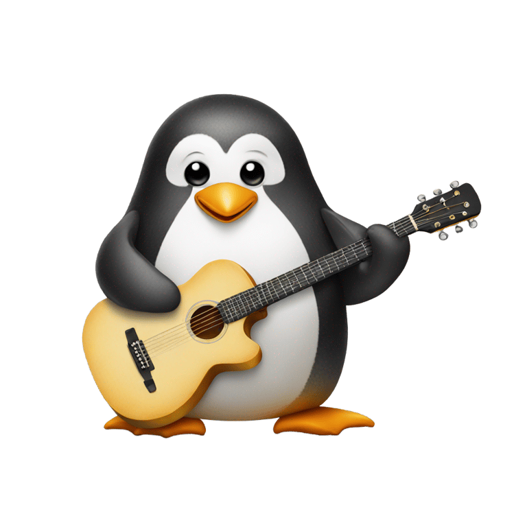 genmoji: A penguin playing guitar