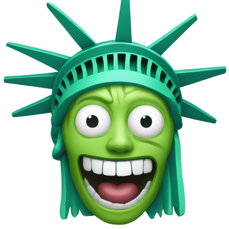 genmoji : Statue de la Liberté avec un visage de zombie souriant