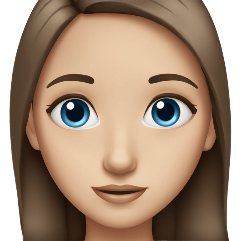 genmoji: girl with straight brown hair, blue eyes with long eyelashes