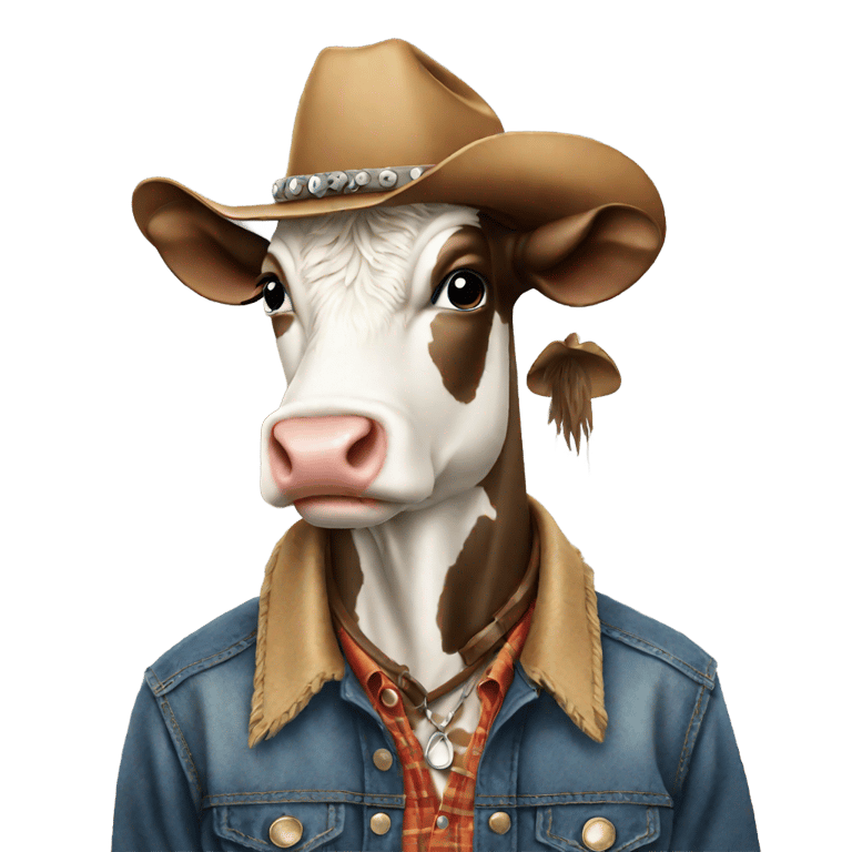 genmoji : Une vache portant un chapeau de cowboy chantant Morgan Wallen