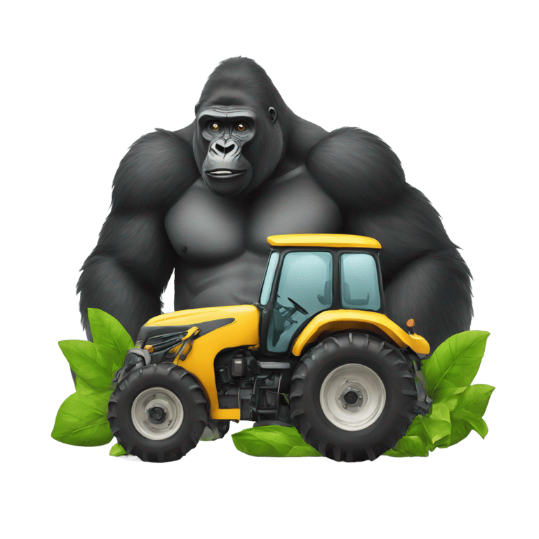 genmoji: Gorilla and a tractor