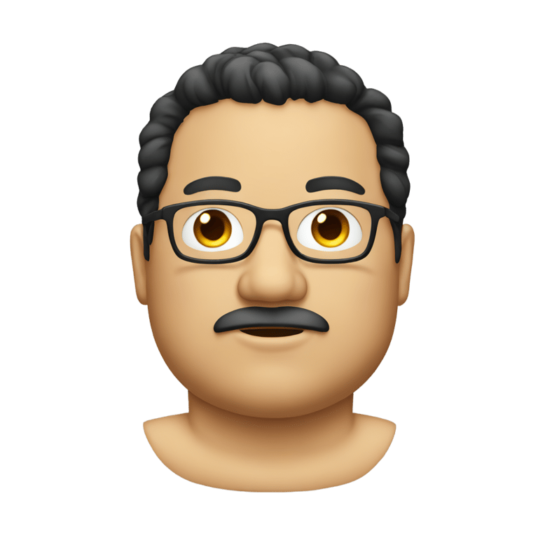 genmoji: Fat man with stubble, glasses and black hair in emoji style