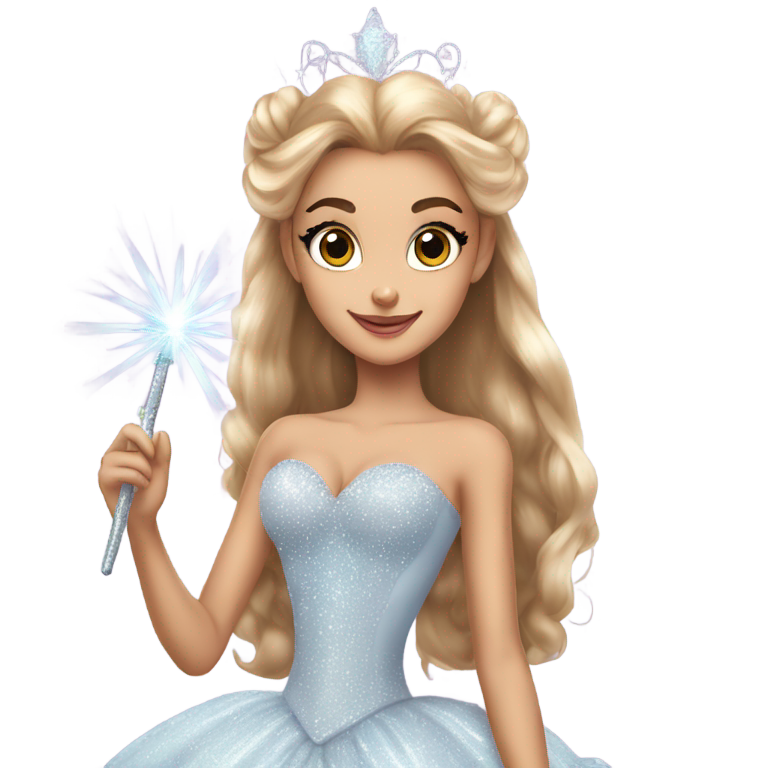 genmoji: Ariana Grande as Glinda with the magic wand, all body