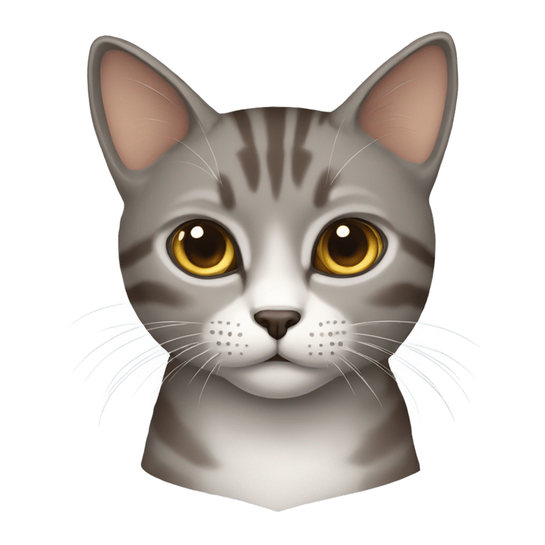 genmoji: Grey and brown short hair cat