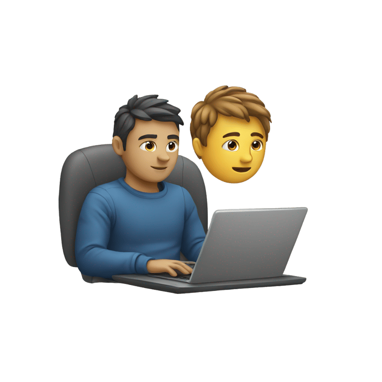 genmoji : a guy on his laptop coding