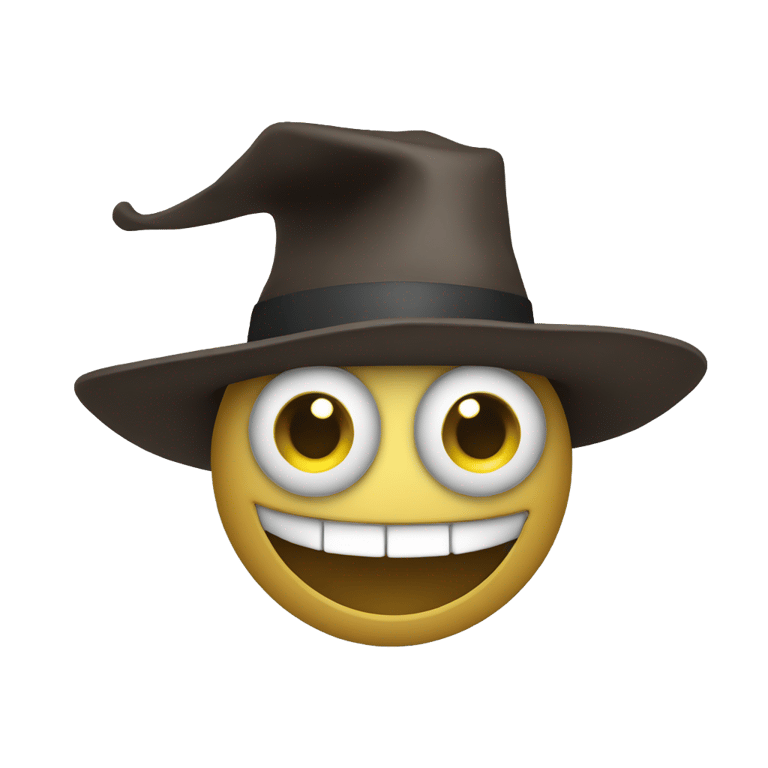 genmoji: A hat with eyes and legs half way through a jump