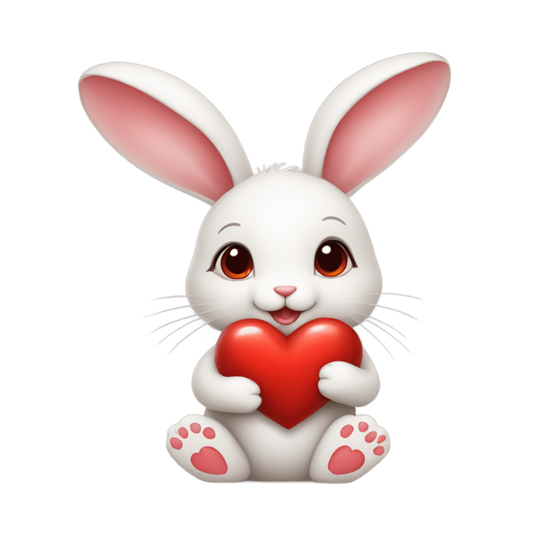 genmoji: realistic cute bunny, holding red heart