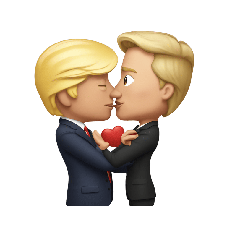 絵文字：trump and Elon kissing passionately