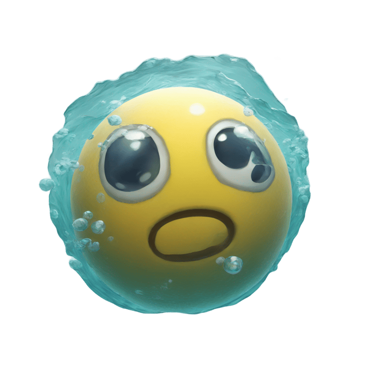 genmoji: A perfectly round ball, underwater