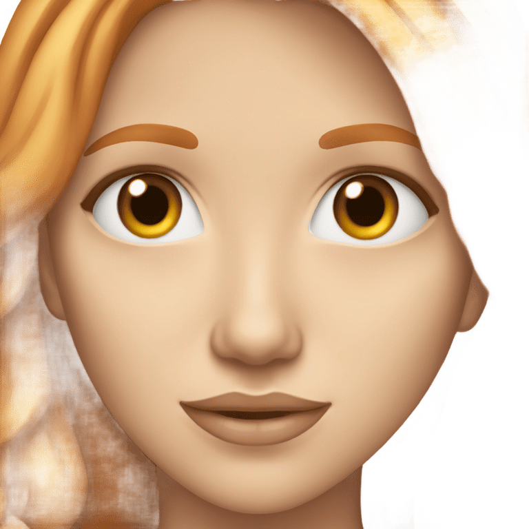 genmoji : Femme blanche aux yeux noisette et aux cheveux châtain clair orangé.