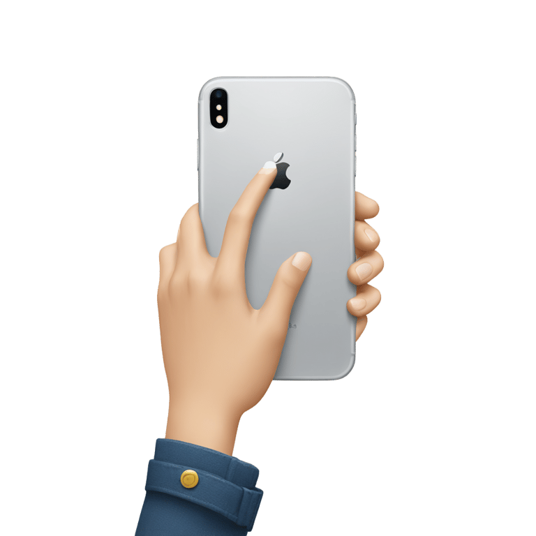 絵文字：One white hand having an Iphone into