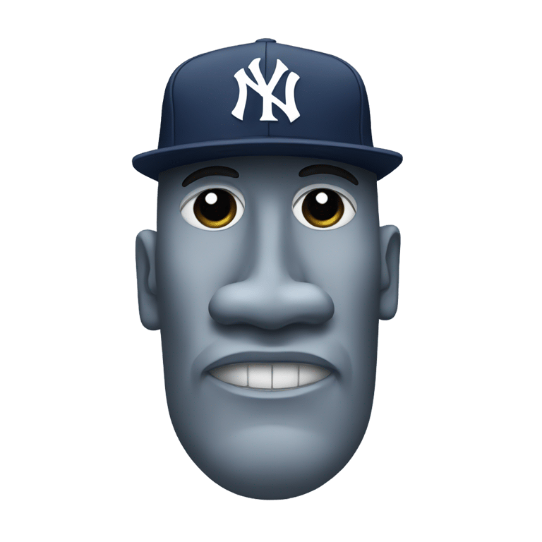 genmoji: Moai wearing Yankees hat